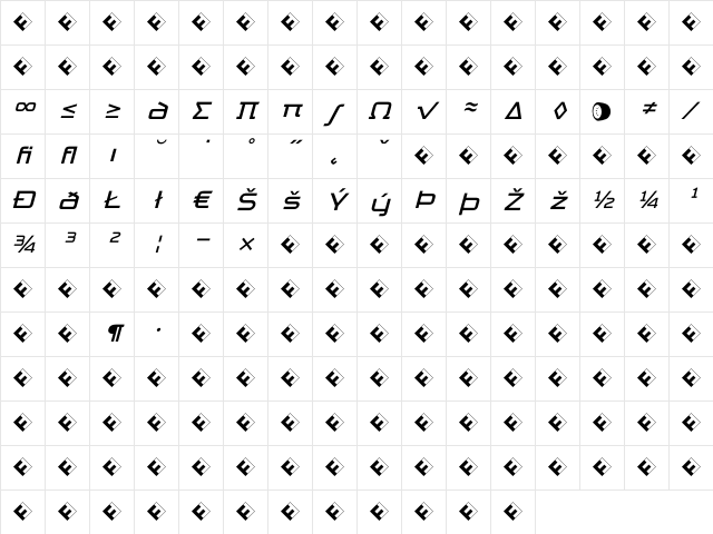 TradeMarker LightItalicExp Character Map