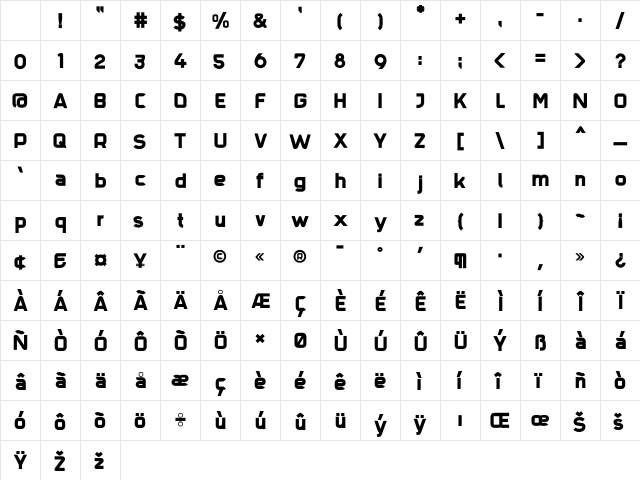 Trak Black Character Map Trak Black Character Map
