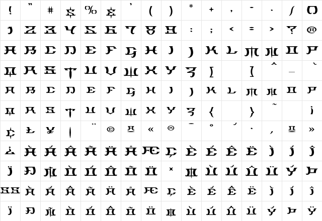 Trillium RegularAlt Character Map Trillium RegularAlt Character Map