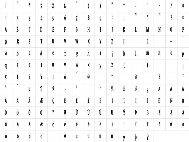 TriplexCondSerif Regular Character Map