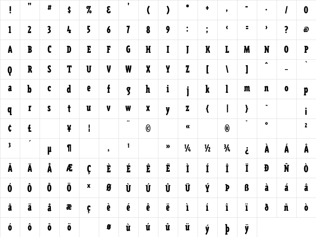 TriplexConSerBlackLining Regular Character Map TriplexConSerBlackLining Regular Character Map