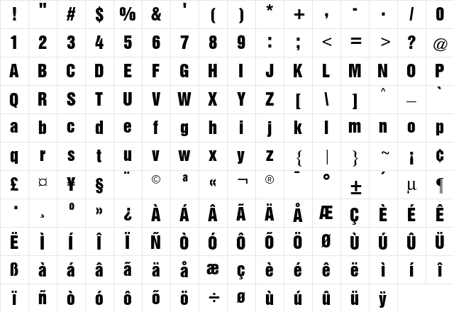 Triumvirate CG Inserat Regular Character Map