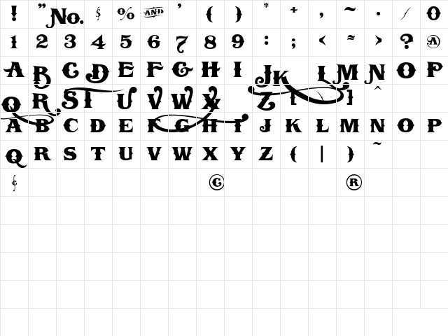 LHFBostonTruckstyle Regular Character Map