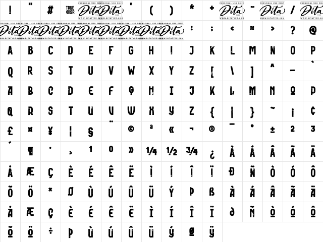 Truecolor Personal Use Regular Character Map