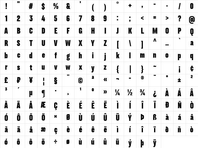 TT Backwards Sans Trial Black Character Map