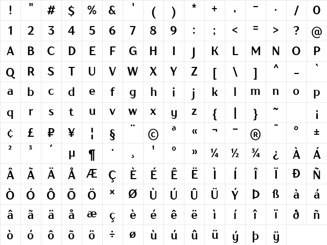 TT Drugs Trl Cnd Bold Character Map