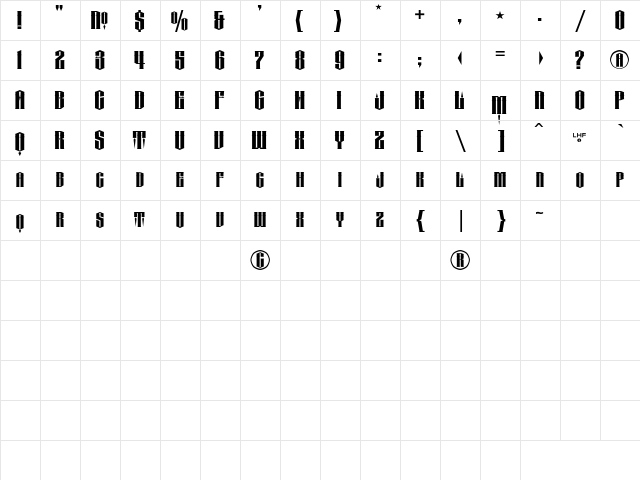 LHFConclave SHARP Character Map