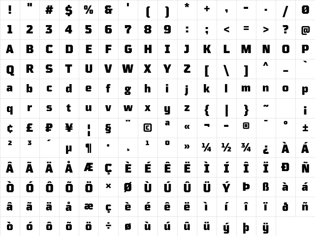 TT Mussels Trl Black Character Map