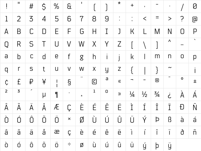TT Mussels Trl Regular Character Map