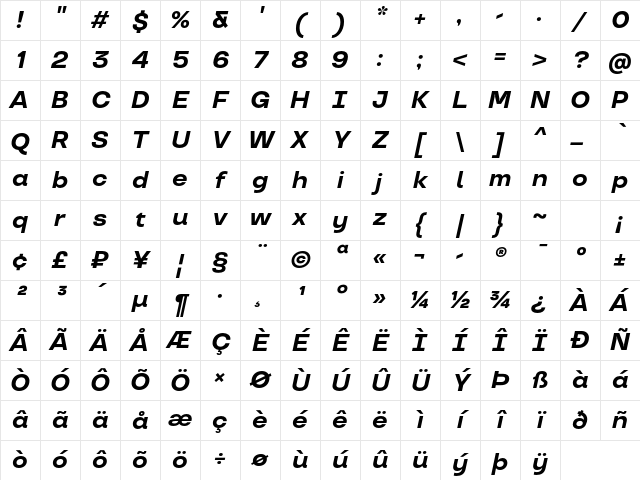 TT Travels Trl Bold Italic Character Map TT Travels Trl Bold Italic Character Map