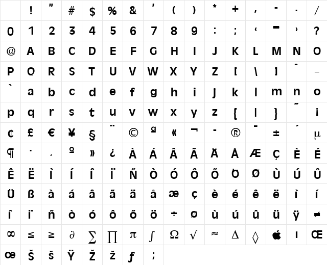 ArthurBecker Bold Character Map ArthurBecker Bold Character Map