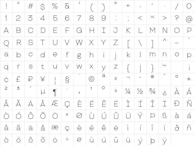 TT Travels Trl ExtraLight Character Map TT Travels Trl ExtraLight Character Map