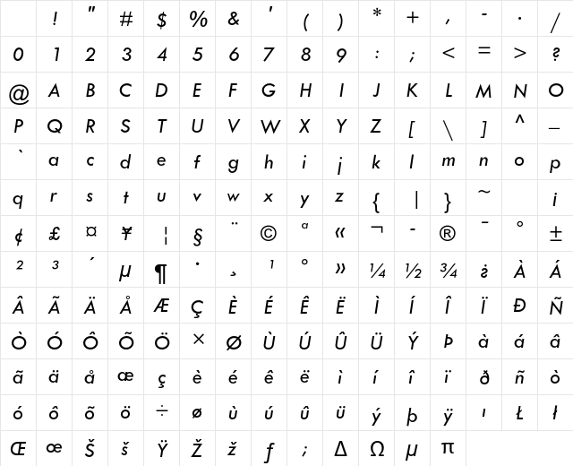 Tw Cen MT Std Italic Character Map Tw Cen MT Std Italic Character Map