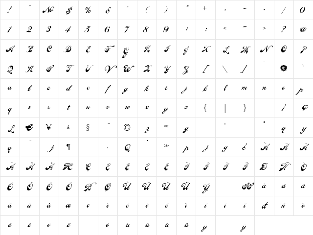 LHFEphemera Alternates Character Map