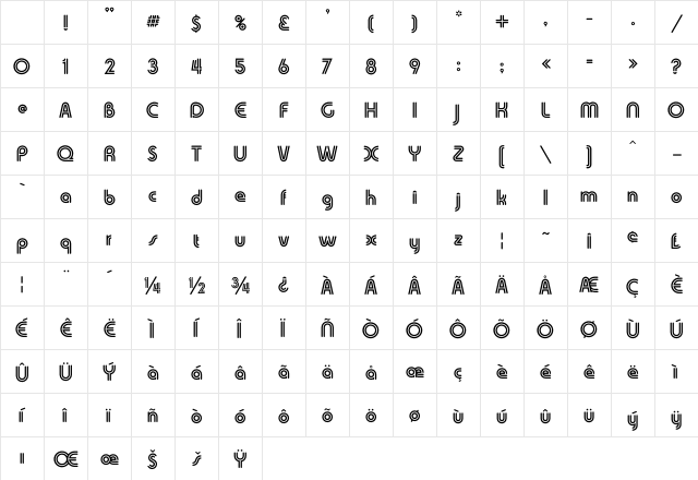TwinTubes Regular Character Map