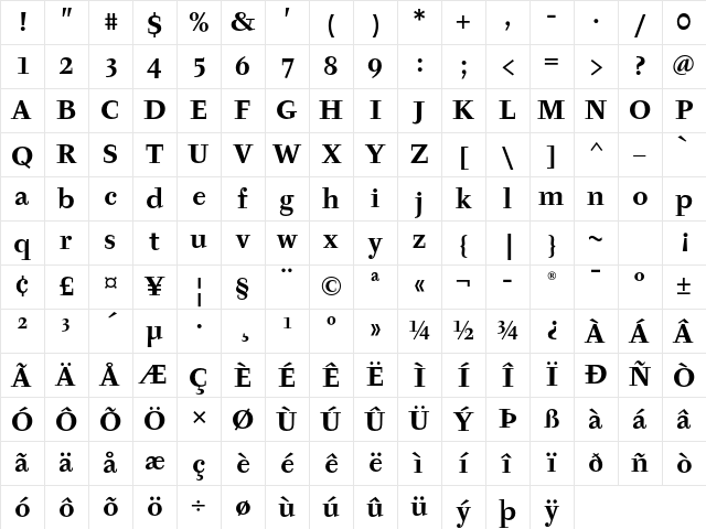 Tyfa ITC Std Bold Character Map Tyfa ITC Std Bold Character Map