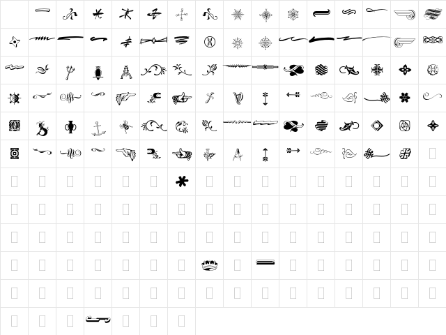 Type Embellishments Three Plain Character Map