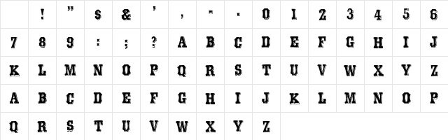 TypeNo11 Regular Character Map