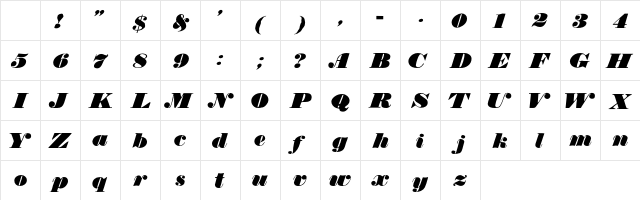 TypeNo9 Regular Character Map