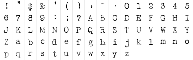 Typewriter2 Regular Character Map