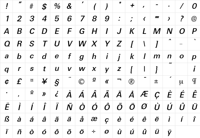 Ultimate-MediumIta Regular Character Map