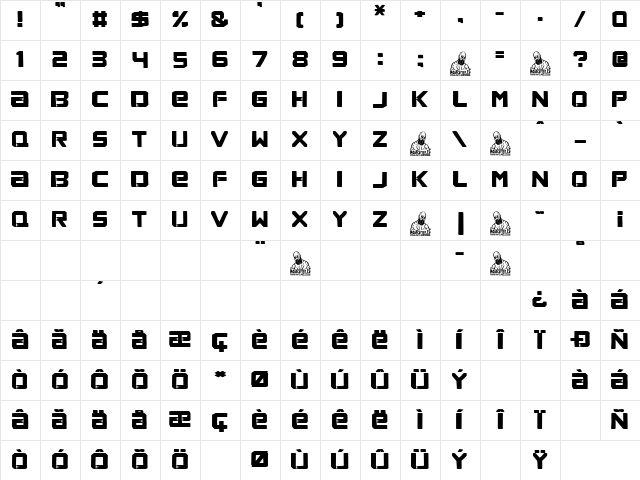 Ultra Force Big Regular Character Map