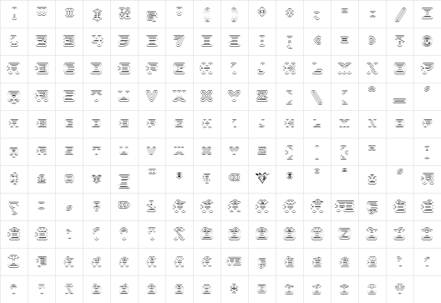 UltraBronzo Fineline Character Map