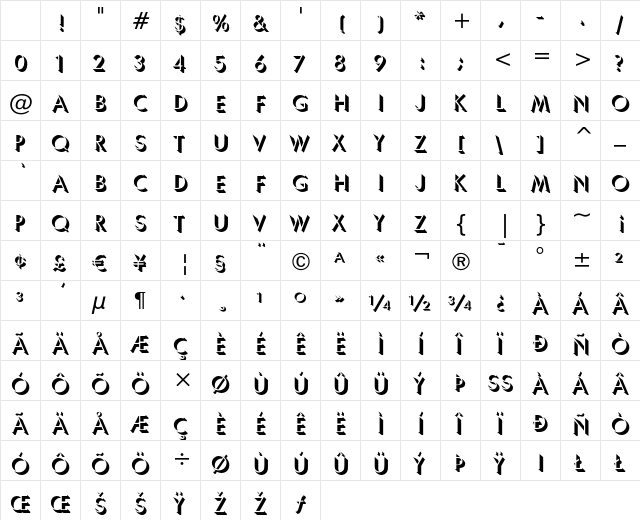 Umbra Regular Character Map