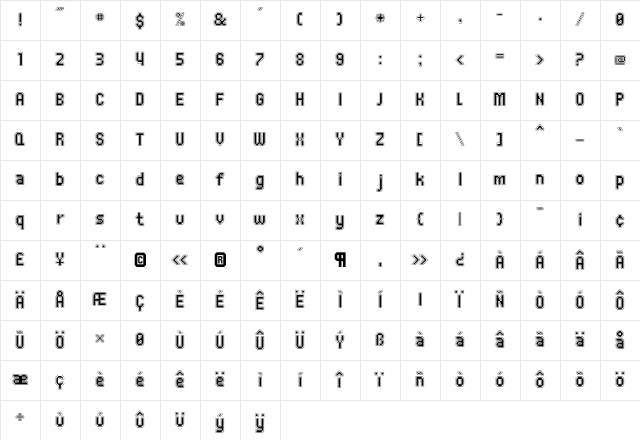 UNDA Outline Character Map UNDA Outline Character Map