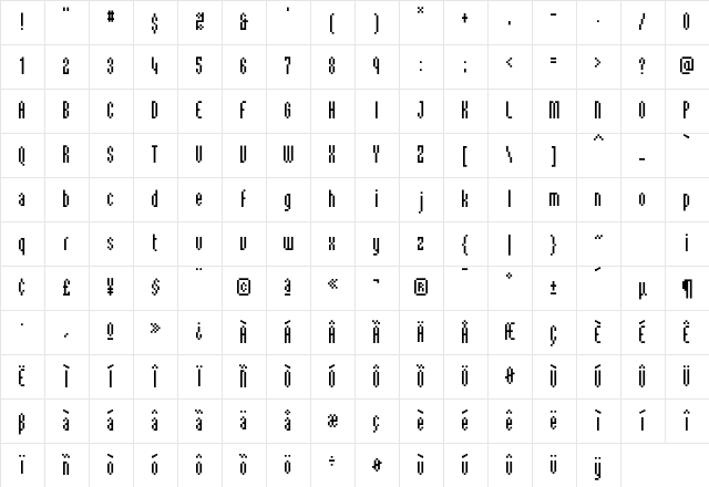 Union SquareOne Character Map