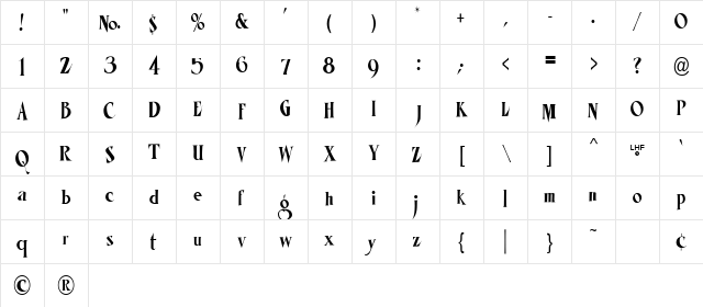 LHFMisterKookyCOND Medium Character Map