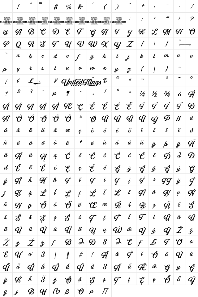 United Kings PERSONAL USE Regular Character Map
