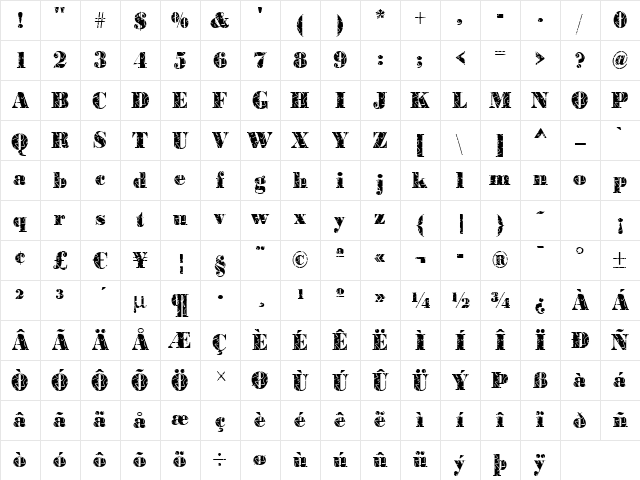 BodoniStrings Regular Character Map BodoniStrings Regular Character Map