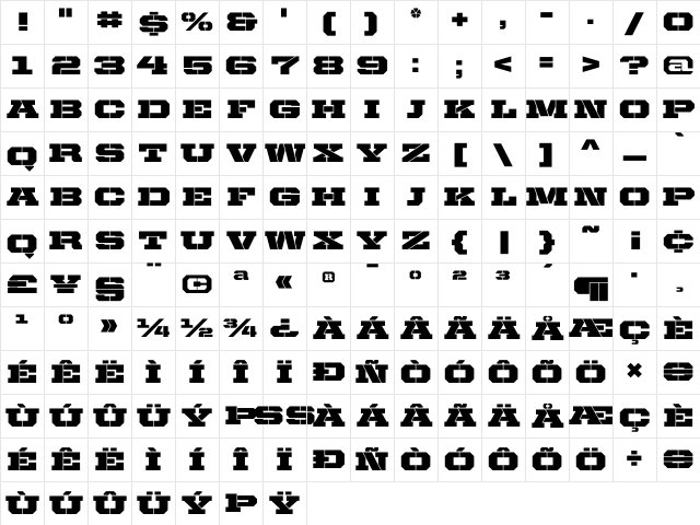United Serif Ext Stencil Character Map United Serif Ext Stencil Character Map