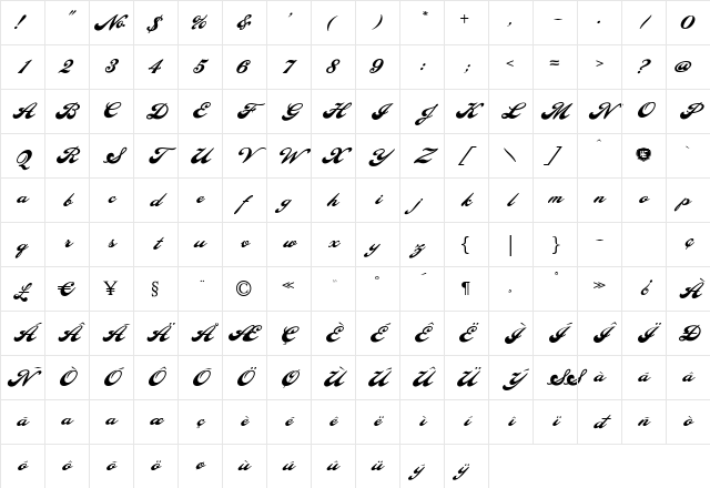 LHF Pilsner Regular Character Map