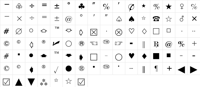 Universal News w. Commercial Pi 97 Character Map