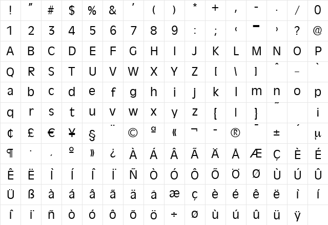 ArthurBecker Regular Character Map