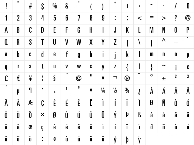 Univers LT 59 Ultra Condensed Character Map Univers LT 59 Ultra Condensed Character Map