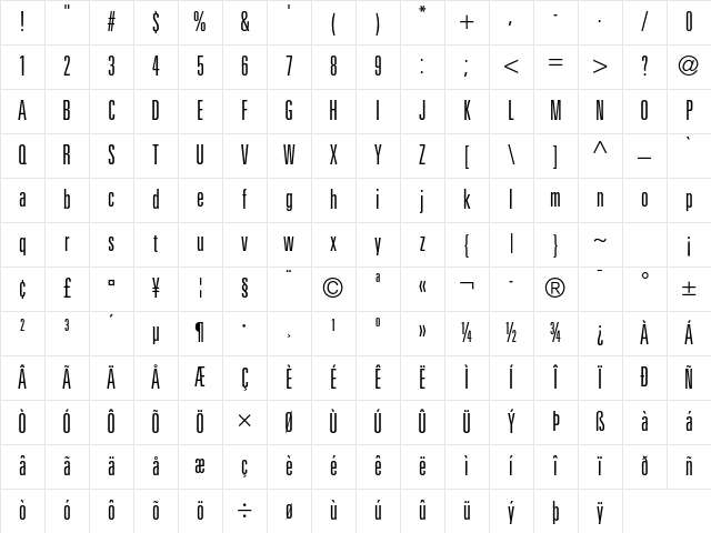 Univers LT Std 49 Light Ultra Condensed Character Map Univers LT Std 49 Light Ultra Condensed Character Map