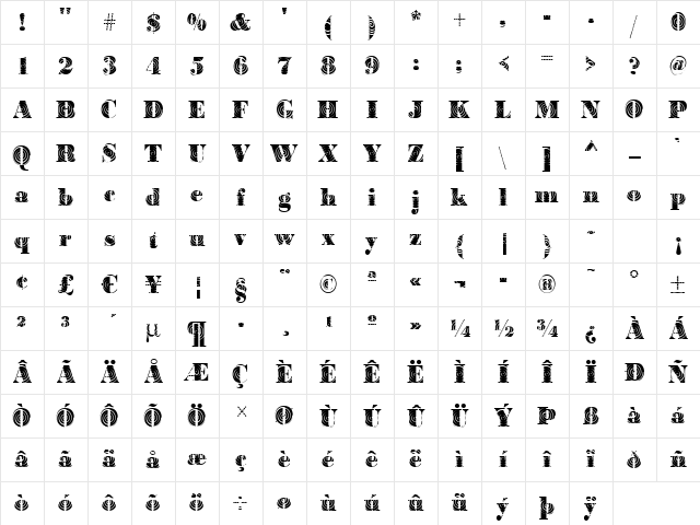 BodoniWinding Regular Character Map BodoniWinding Regular Character Map