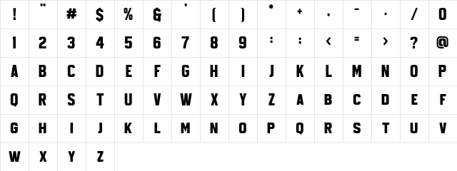 Urban Shadow Sans Serif Regular Character Map