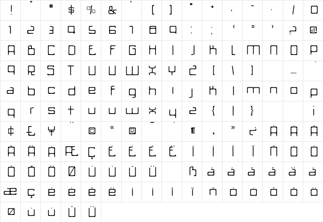 Utensil Regular Character Map