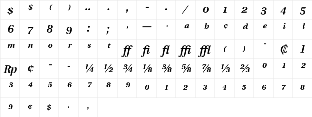 Utopia Expert Semibold Italic Character Map Utopia Expert Semibold Italic Character Map