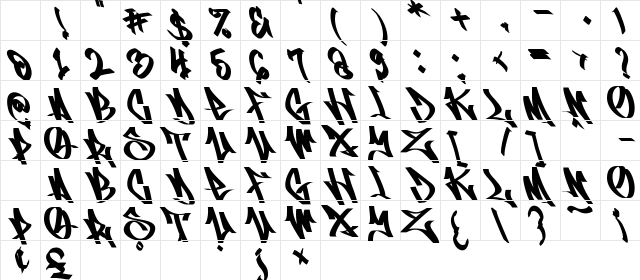 Vandal Rebels Monoline Regular Character Map