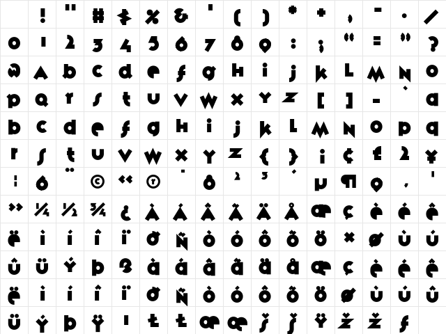 VariexBold Regular Character Map