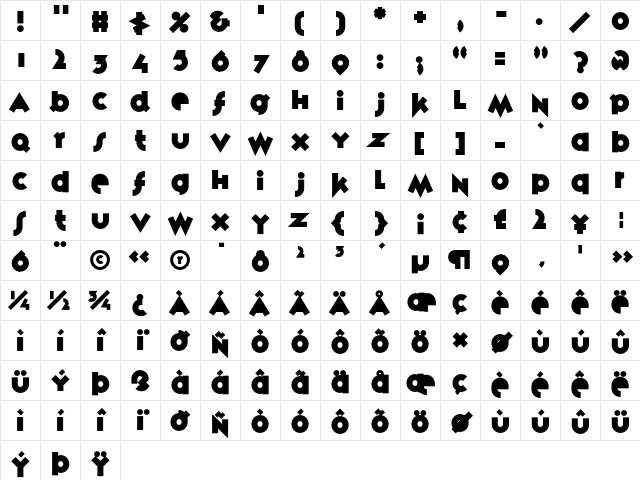 VariexBold A Character Map