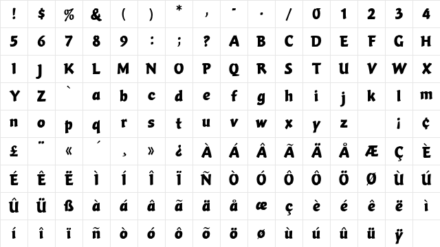 VarioEF-Regular Regular Character Map