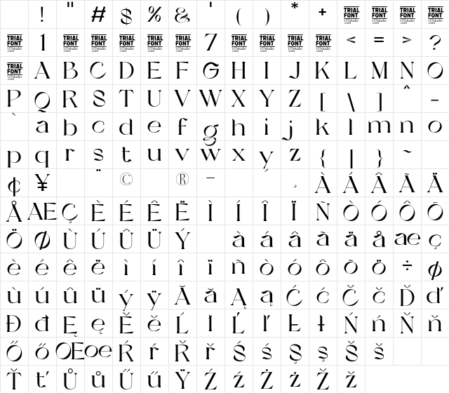 VEISSEY MODERN DEMO Regular Character Map