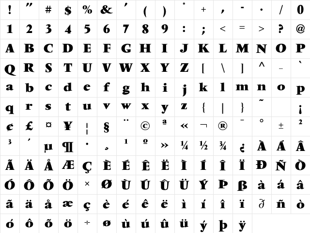 VendomeICG Black Character Map