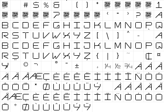 Venture Explore Demo Regular Character Map